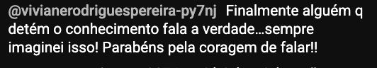 Print de aluna elogiando a coragem de falar a verdade