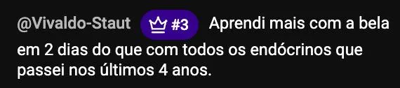 Print de aluno dizendo ter aprendido mais em 2 dias do que com endócrinos em 4 anos